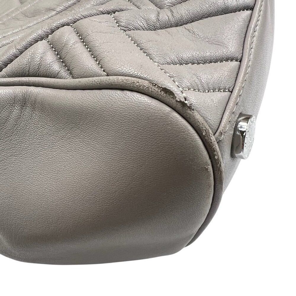 Michael Kors Quilted Leather Peyton Shoulder Bag Tote With Chain Strap Gray - Picture 10 of 14